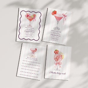 Carte De Remerciements Cocktail de fraises Préparé avec Coquetterie pour 