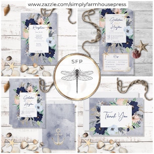 Carte De Remerciements Rustique Floral Beach Mariage nautique