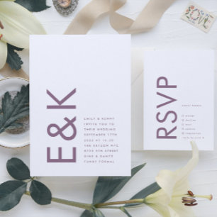 Invitation En Aluminium Nom personnalisé moderne Mauve violet Fête des mar