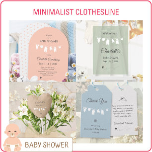 Invitation Baby Shower Minimaliste Vert Menthe