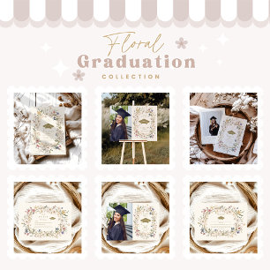 Invitation Élégant Vintage Botanique Floral Graduation