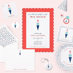 Invitation Première fête virtuelle de la crème glacée d'anniv