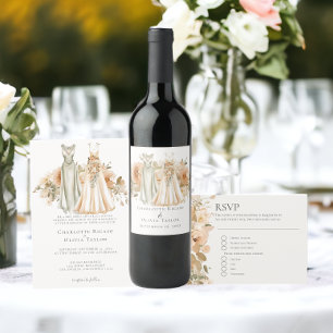 Invitation Élégant Mariage gay deux mariées en robe