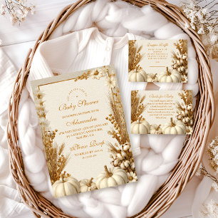 Serviette En Papier Baby shower Citrouille blanc rustique