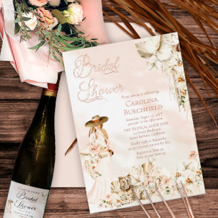 Invitation Boho Leopard   Femme Fête des mariées florale trop