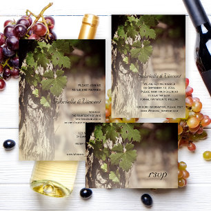 Carte RSVP de mariage Vignoble Feuille