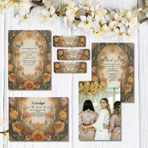 Serviette En Papier Fête des mariées Art nouveau floral antique