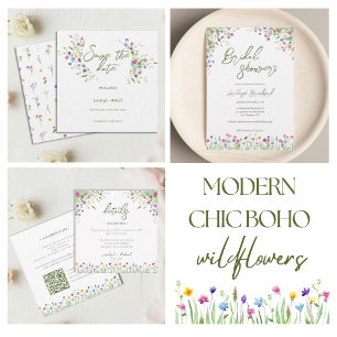 Save The Date Chic boho simple Mariage fleur sauvage