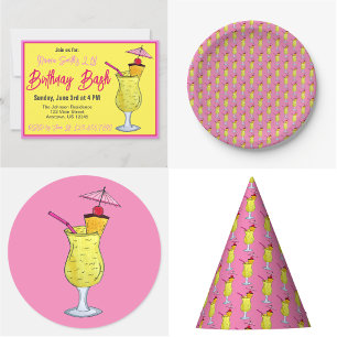 Sticker Rond Pina Piña Colada Puerto Rican Pineapple Cocktail