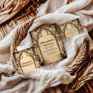 Invitation Anniversaire de Minuit sous une Arche Gothique
