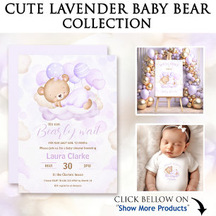 Ballotins Ballotin de Baby shower d'ours pourpre fille