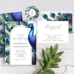 Aquarelle Peacock Invitations de mariage