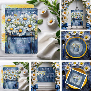 Assiettes En Carton Denim Blue Jean   Baby shower floral de Daisies