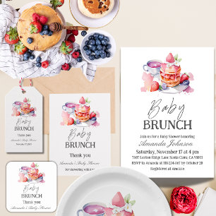 Sticker Carré Aquarelle Pancake Baby Brunch Douche
