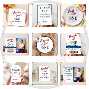 Sticker Rond Rookie de l'année Baseball 1er anniversaire