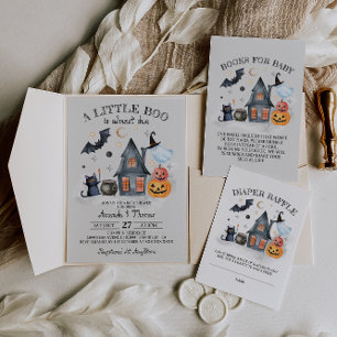Carte D'accompagnement Baby shower d'Halloween de Little Boo Raffle