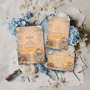 Invitation Mariage romantique en croisière au bord de la mer