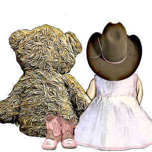 Invitation Lil' Cowgirl et Teddy Bear   Baby shower rose