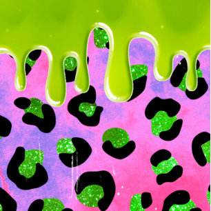 Invitation Empreinte de léopard rose mince vert 00e fête d'an