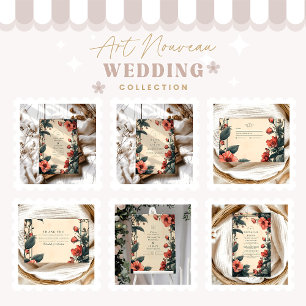 Invitation Mariage floral Vintage Art nouveau