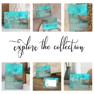 Carte D'accompagnement Étiquette de douche d'aquarelle Abstraite colorée