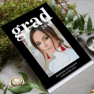 Verre Canette Photo Graduation Party Élégant Script moderne