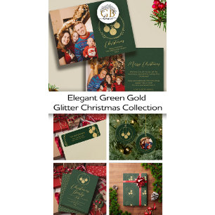 Invitation Elégante Parties scintillant verte or Wreath Noël 
