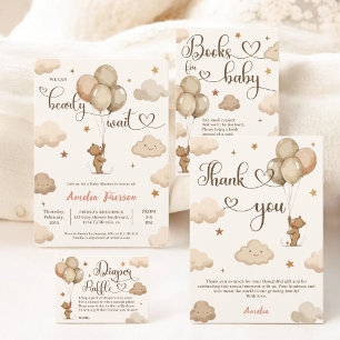 Carte D'accompagnement Livres neutres d'ours beige pour demande de Baby s