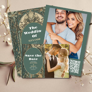 Menu Vintage Floral Art Nouveau Mariage