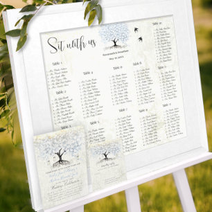 Invitation Fairy Lights Blue Heart Leaf Arbre Aquarelle