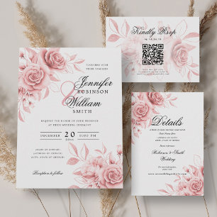 Carte D'accompagnement Romantique Floral Blush Pink Détails du Mariage
