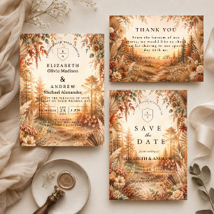Carte De Remerciements Mariage Bois enchanté Bohème