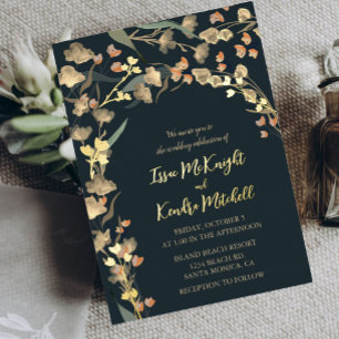 Invitation En Aluminium Dusty Blue Burnt Orange Botanique aquarelle