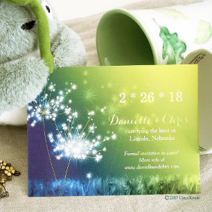 Invitation Glam Dandelions Blue Green Ombre Mariage
