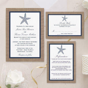 Invitation Tout En Un La collection de mariages de la marine Starfish Bu
