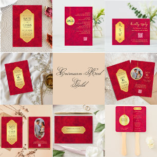 Elégant Crimson Gold Luxury Royal Menu