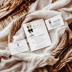 Carte De Remerciements Élégante Baby Shower au Champagne Perle Noire
