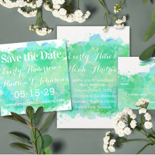 Invitation Mariage rose quartz et corail aquarelle