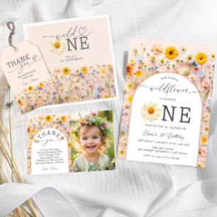 Invitation Wild One Colorée Fleur sauvage 1er anniversaire