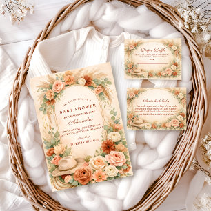 Carte D'accompagnement Baby Shower Bohème Occidental Tirage au sort de Co