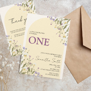 Invitation Petit Fleur sauvage esthétique 1er anniversaire Ph