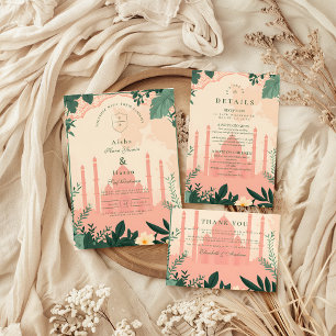 Cartons Réponse Bordure Elégant Floral Mariage islamique