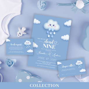Pale bleu nuage neuf garçon invitation baby shower