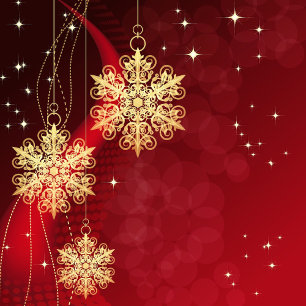 Cartes Pour Fêtes Annuelles Noël Salutation Red Golden Snowflakes