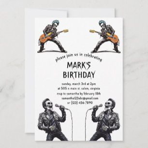 Invitation Rock and Roll Skeletons Anniversaire