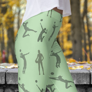 Leggings Motif de volley-ball élégant Azure Blue Womens