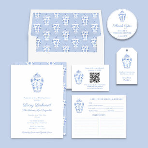 Sticker Rond Elégant bleu blanc Wedding shower Merci Favor