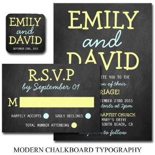 Typographie de tableau moderne Invitations de mari