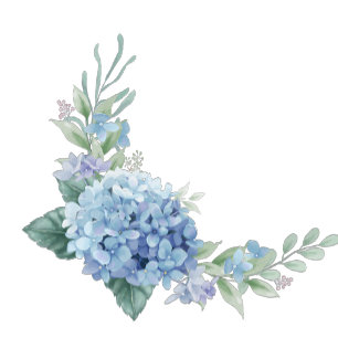 Ballotins Mariage aquarelle romantique hydrange bleu poussié