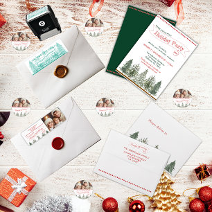 Sticker Rond Vert botanique Rouge vert photo Joyeux Noël